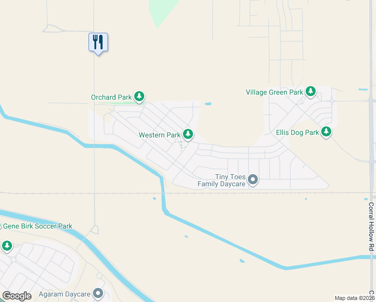 map of restaurants, bars, coffee shops, grocery stores, and more near 4519 Margaret Adele Lane in Tracy
