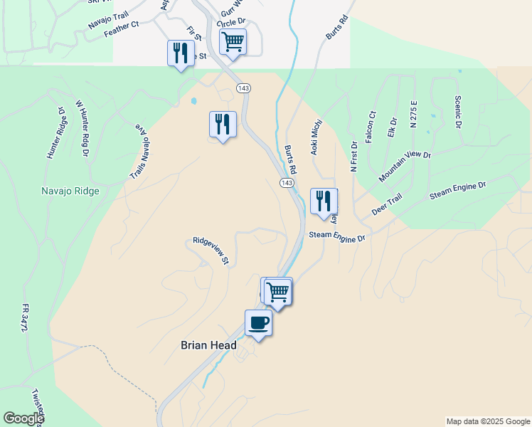 map of restaurants, bars, coffee shops, grocery stores, and more near 150 Ridgeview Street in Brian Head