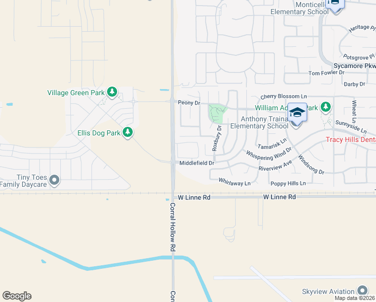 map of restaurants, bars, coffee shops, grocery stores, and more near 1951 Middlefield Drive in Tracy
