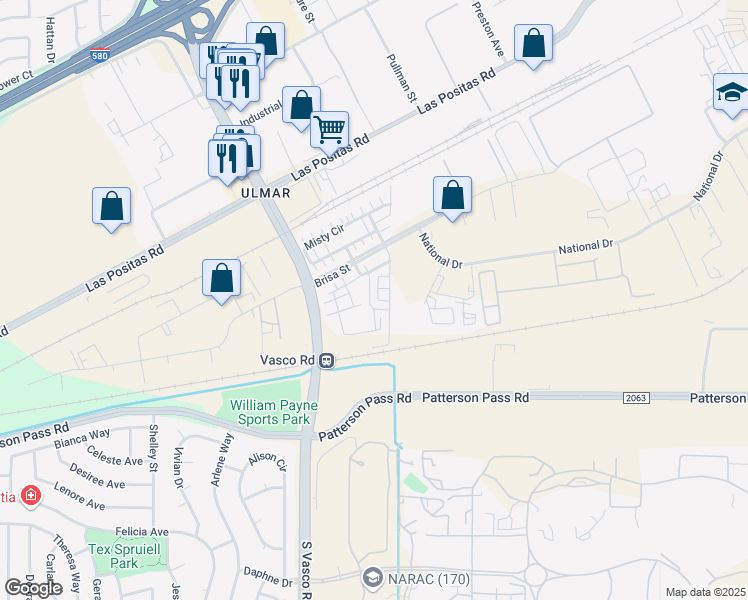 map of restaurants, bars, coffee shops, grocery stores, and more near 977 Flurry Drive in Livermore