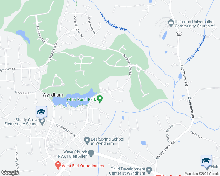 map of restaurants, bars, coffee shops, grocery stores, and more near 10816 Dominion Fairways Drive in Glen Allen