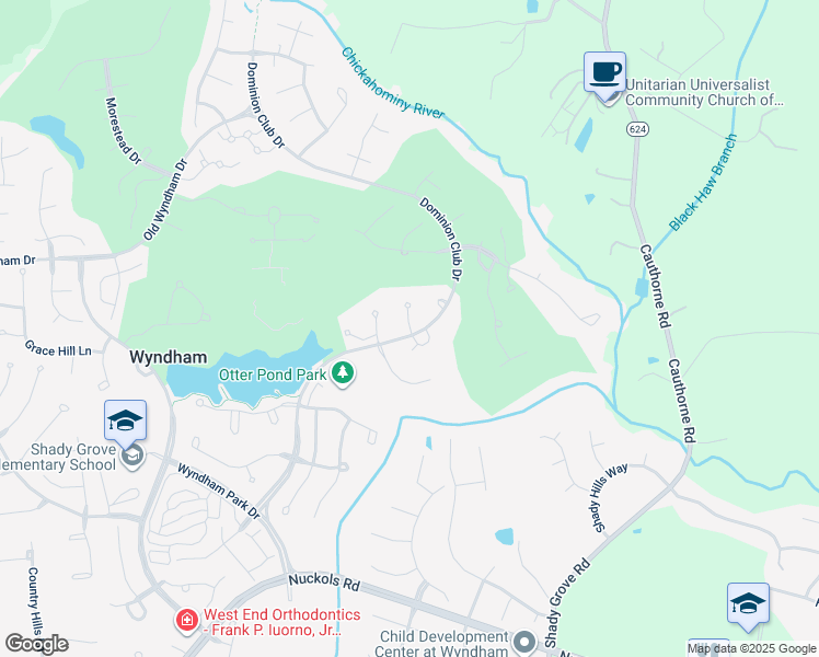 map of restaurants, bars, coffee shops, grocery stores, and more near 10925 Dominion Fairways Lane in Glen Allen