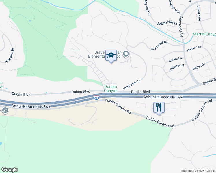 map of restaurants, bars, coffee shops, grocery stores, and more near 10700 Ian Lane in Dublin