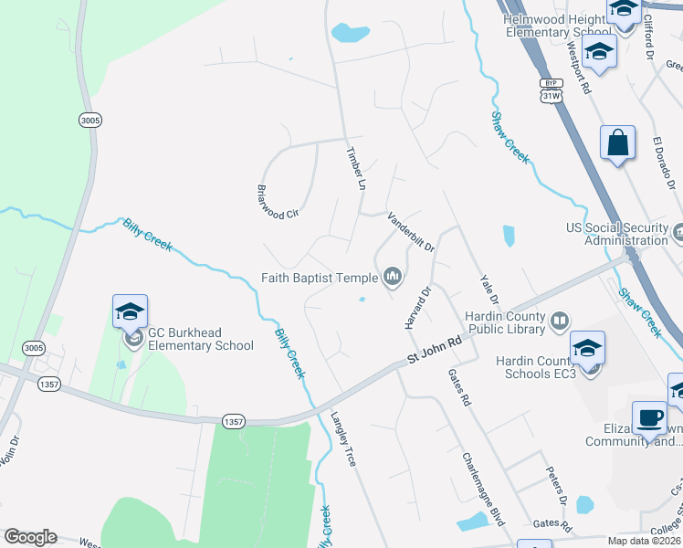 map of restaurants, bars, coffee shops, grocery stores, and more near 228 Croghan Drive in Elizabethtown