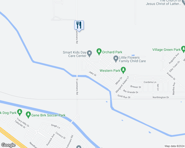 map of restaurants, bars, coffee shops, grocery stores, and more near 27710 South Lammers Road in Tracy