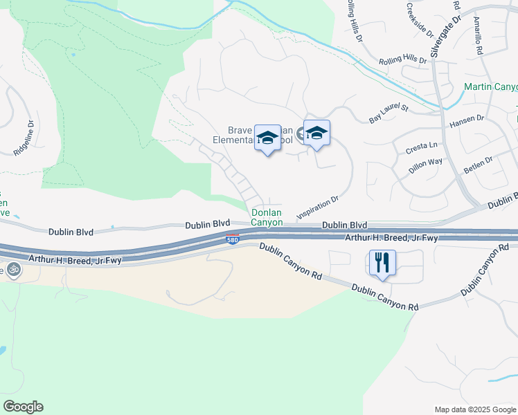 map of restaurants, bars, coffee shops, grocery stores, and more near 10715 Wallace Lane in Dublin