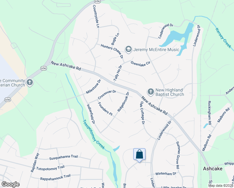 map of restaurants, bars, coffee shops, grocery stores, and more near 9329 Crossover Drive in Mechanicsville
