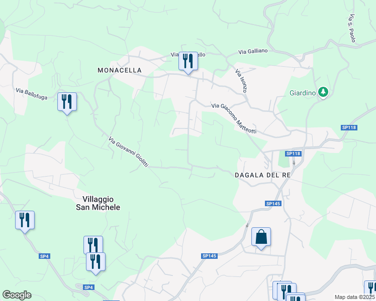 map of restaurants, bars, coffee shops, grocery stores, and more near 20 Traversa Via Giacomo Matteotti in Città metropolitana di Catania