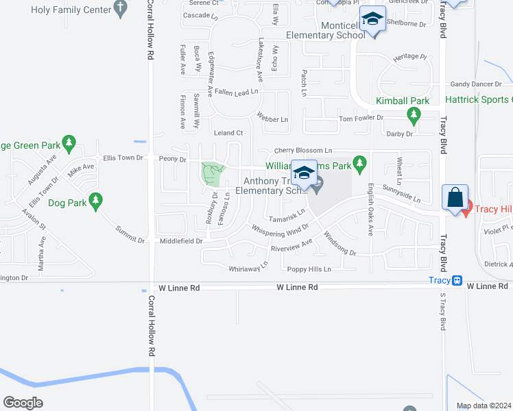 map of restaurants, bars, coffee shops, grocery stores, and more near 4312 Middlefield Drive in Tracy