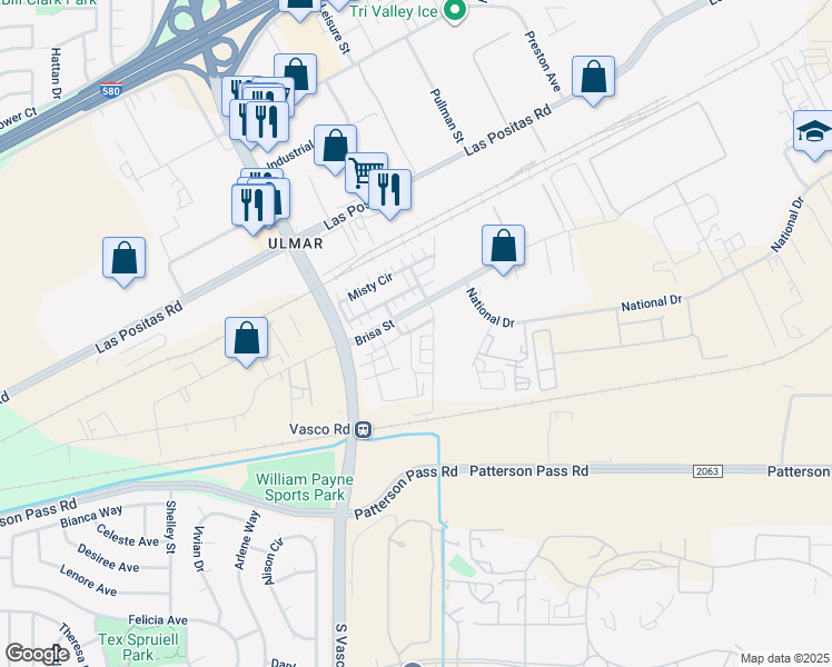 map of restaurants, bars, coffee shops, grocery stores, and more near 977 Flurry Drive in Livermore