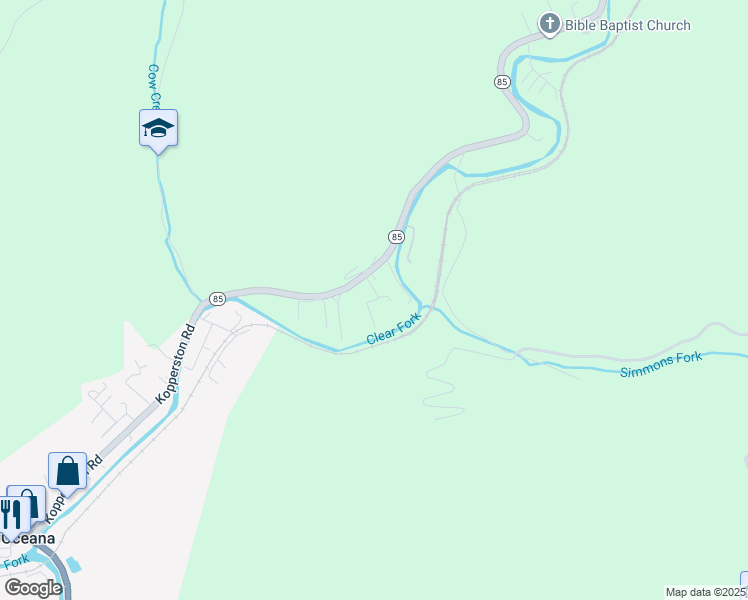 map of restaurants, bars, coffee shops, grocery stores, and more near Harmony Lane in Wyoming County