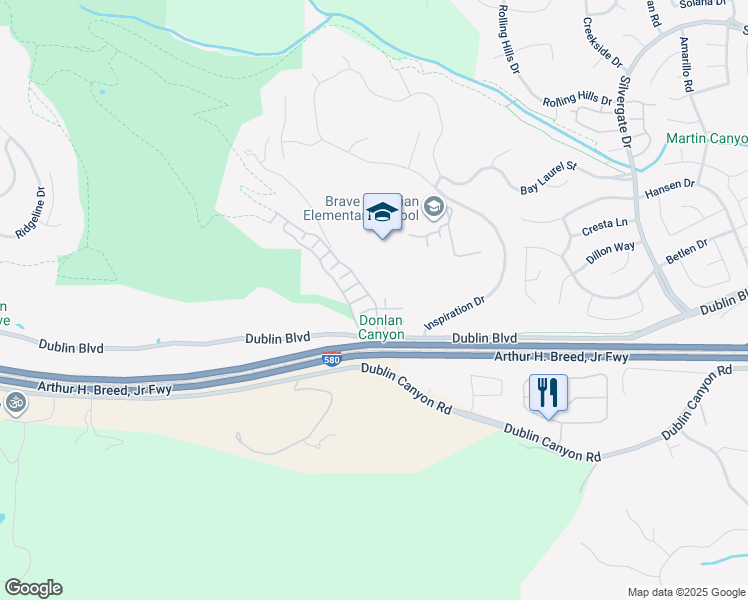map of restaurants, bars, coffee shops, grocery stores, and more near 10700 Ian Lane in Dublin
