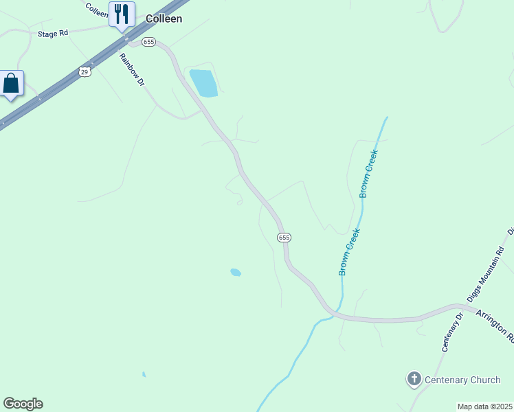 map of restaurants, bars, coffee shops, grocery stores, and more near 760 Arrington Road in Arrington