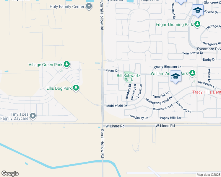 map of restaurants, bars, coffee shops, grocery stores, and more near 1955 Calaveras Court in Tracy