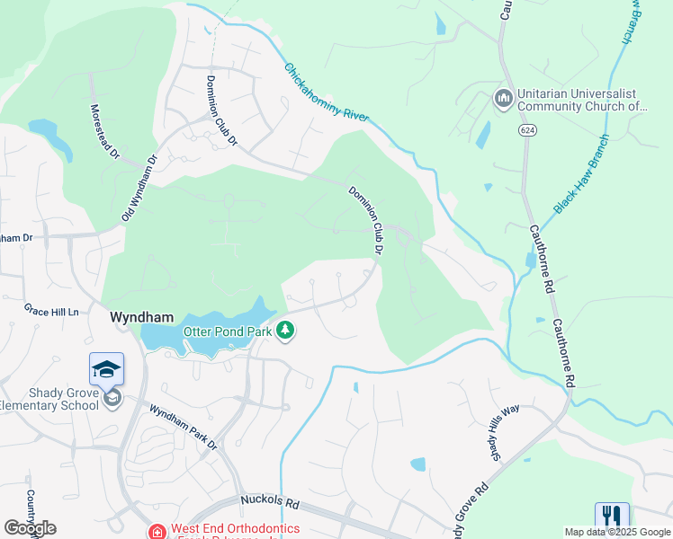 map of restaurants, bars, coffee shops, grocery stores, and more near 10936 Dominion Fairways Lane in Glen Allen