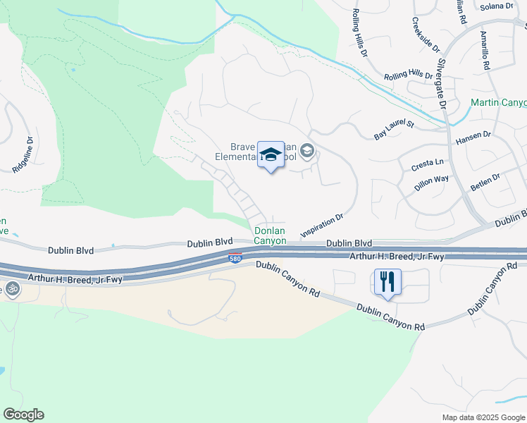 map of restaurants, bars, coffee shops, grocery stores, and more near 10734 Dulsie Lane in Dublin