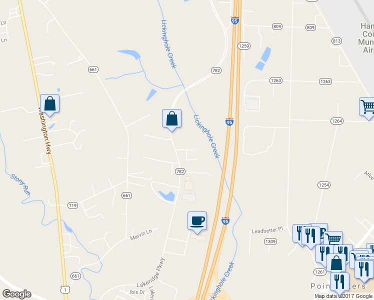 map of restaurants, bars, coffee shops, grocery stores, and more near Maple Leaf Court in Ashland