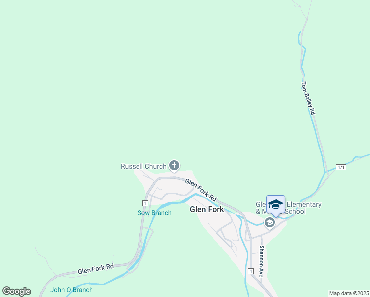 map of restaurants, bars, coffee shops, grocery stores, and more near in Glen Fork
