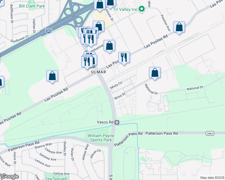 map of restaurants, bars, coffee shops, grocery stores, and more near 218 Stratus Common in Livermore