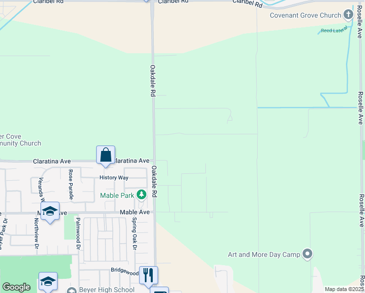 map of restaurants, bars, coffee shops, grocery stores, and more near 754 Oakdale Road in Modesto