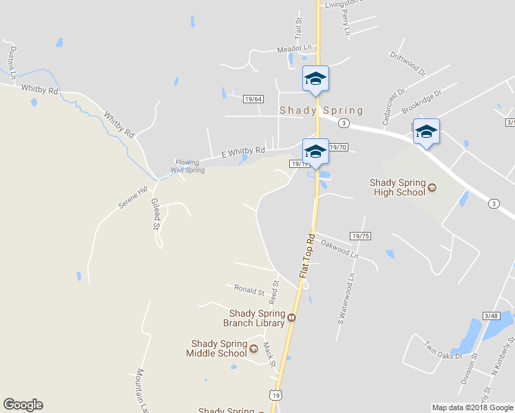 map of restaurants, bars, coffee shops, grocery stores, and more near 230 Marshall Circle in Shady Spring