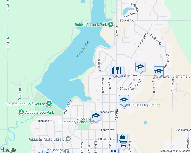 map of restaurants, bars, coffee shops, grocery stores, and more near 2 Belmont Court in Augusta