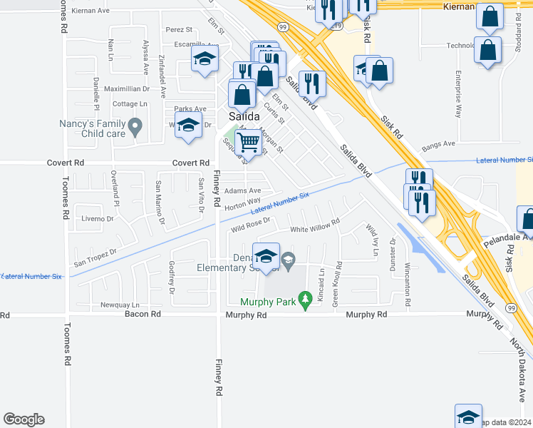 map of restaurants, bars, coffee shops, grocery stores, and more near 4809 Wild Rose Drive in Salida
