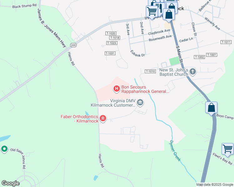 map of restaurants, bars, coffee shops, grocery stores, and more near 101 Harris Road in Kilmarnock
