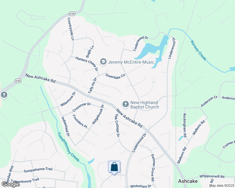 map of restaurants, bars, coffee shops, grocery stores, and more near 9109 Fox Hill Race Court in Mechanicsville