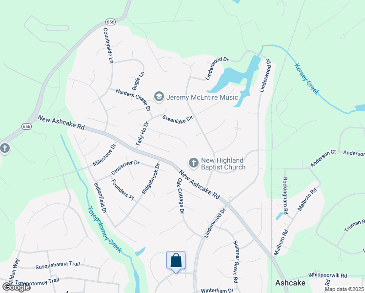 map of restaurants, bars, coffee shops, grocery stores, and more near 9109 Fox Hill Race Court in Mechanicsville