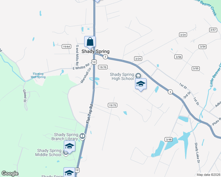 map of restaurants, bars, coffee shops, grocery stores, and more near 221 Flat Top Rd in Shady Spring