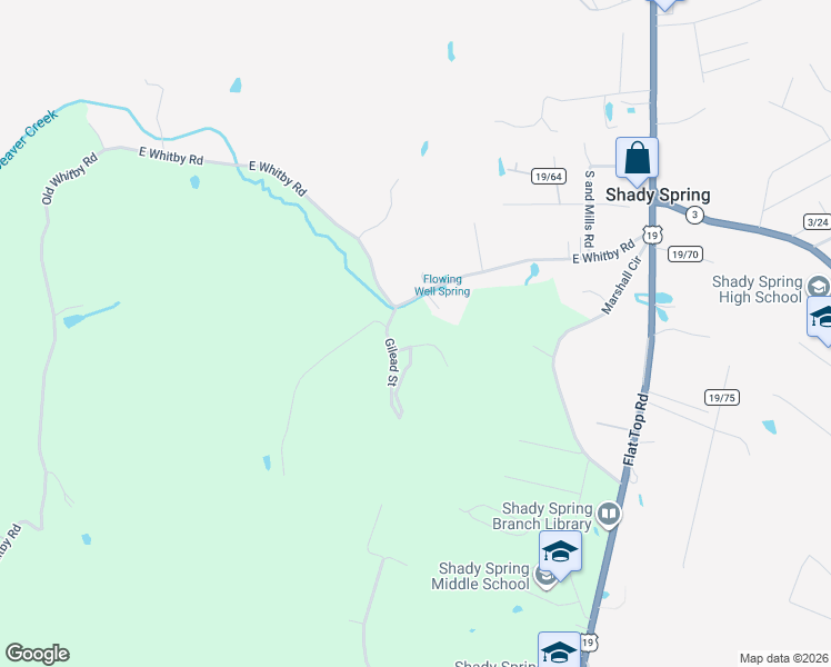 map of restaurants, bars, coffee shops, grocery stores, and more near 119 Galloway Ct in Shady Spring