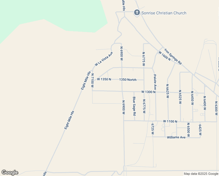 map of restaurants, bars, coffee shops, grocery stores, and more near 6984 West 1300 North in Cedar City