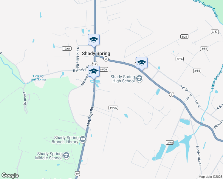 map of restaurants, bars, coffee shops, grocery stores, and more near 221 Flat Top Rd in Shady Spring
