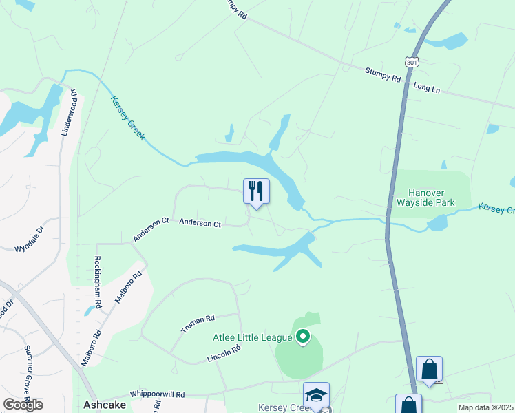 map of restaurants, bars, coffee shops, grocery stores, and more near 8340 Glendale Lane in Mechanicsville