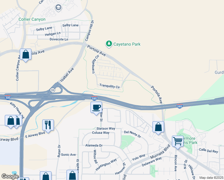 map of restaurants, bars, coffee shops, grocery stores, and more near 865 Tranquility Circle in Livermore