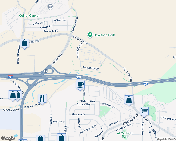 map of restaurants, bars, coffee shops, grocery stores, and more near 833 Tranquility Circle in Livermore