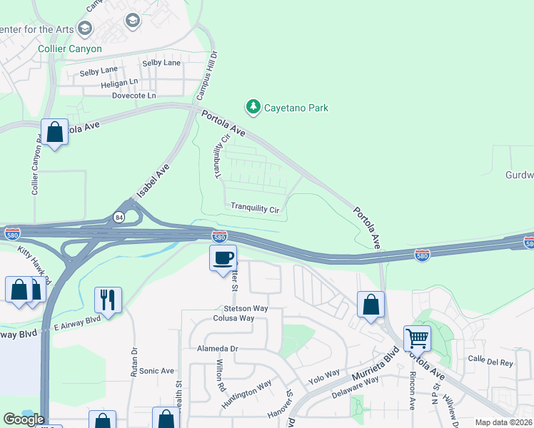 map of restaurants, bars, coffee shops, grocery stores, and more near 865 Tranquility Circle in Livermore