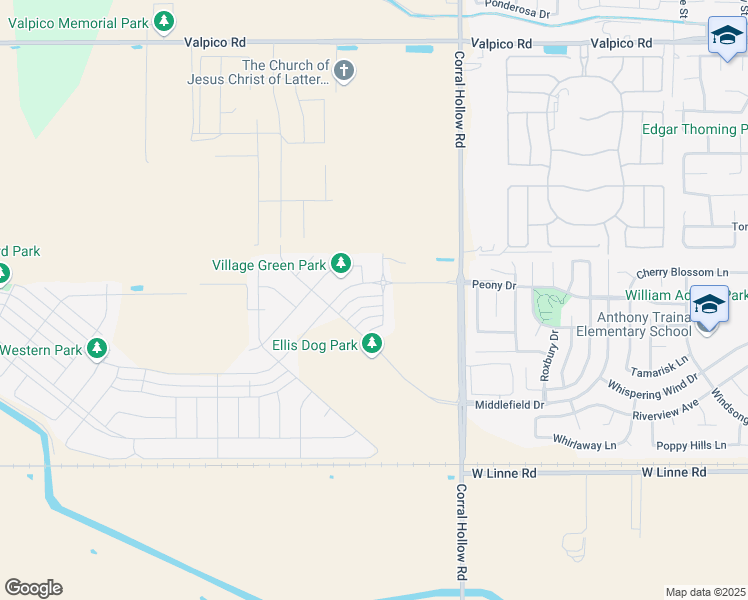 map of restaurants, bars, coffee shops, grocery stores, and more near 2239 Jessica Way in Tracy