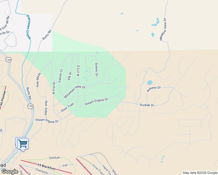 map of restaurants, bars, coffee shops, grocery stores, and more near 468 East Trail Road in Brian Head