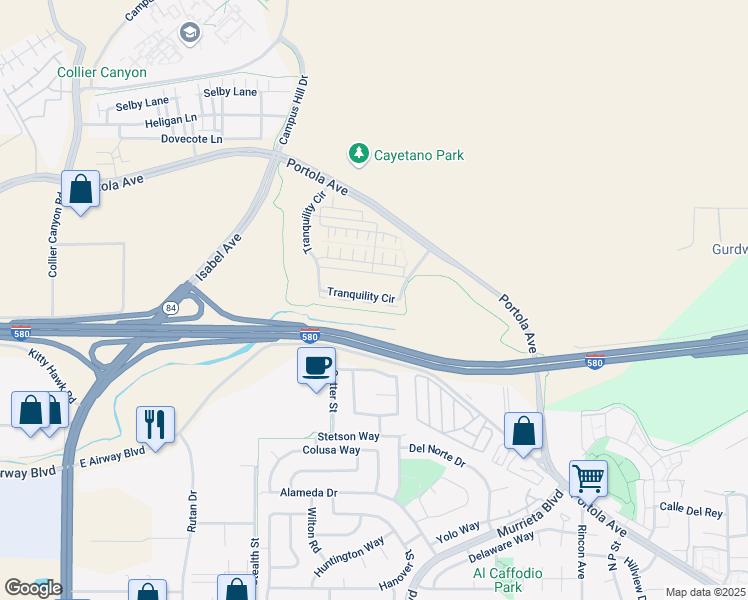 map of restaurants, bars, coffee shops, grocery stores, and more near 865 Tranquility Circle in Livermore