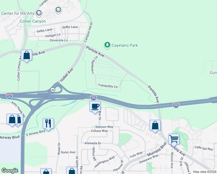 map of restaurants, bars, coffee shops, grocery stores, and more near 849 Tranquility Circle in Livermore