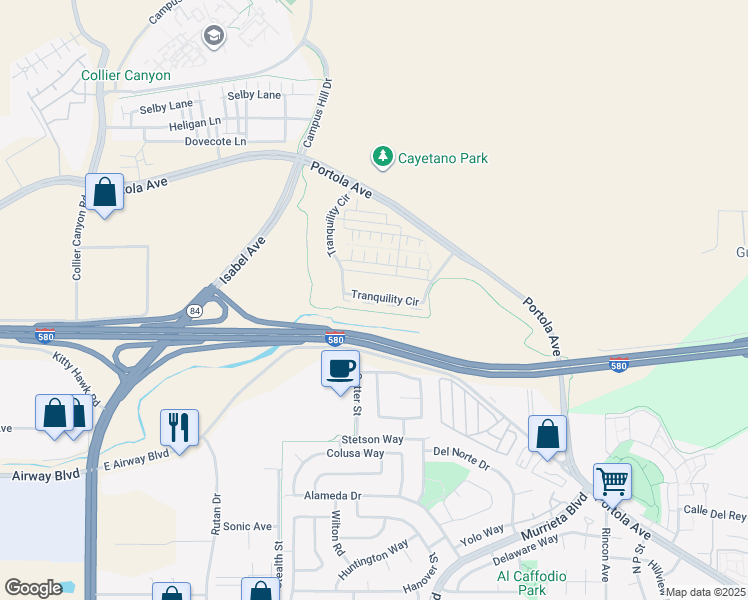 map of restaurants, bars, coffee shops, grocery stores, and more near 708 Tranquility Circle in Livermore