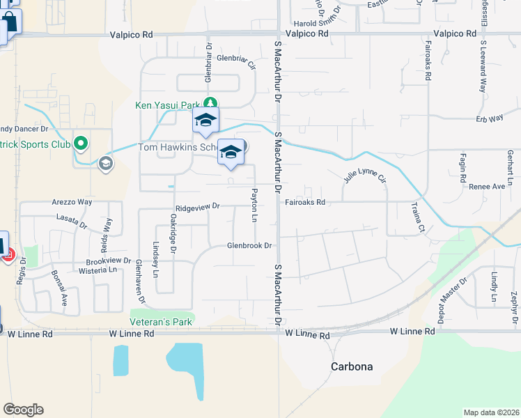 map of restaurants, bars, coffee shops, grocery stores, and more near 4004 Payton Lane in Tracy