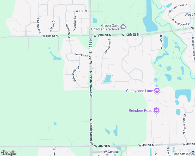 map of restaurants, bars, coffee shops, grocery stores, and more near Forestview Street in Wichita