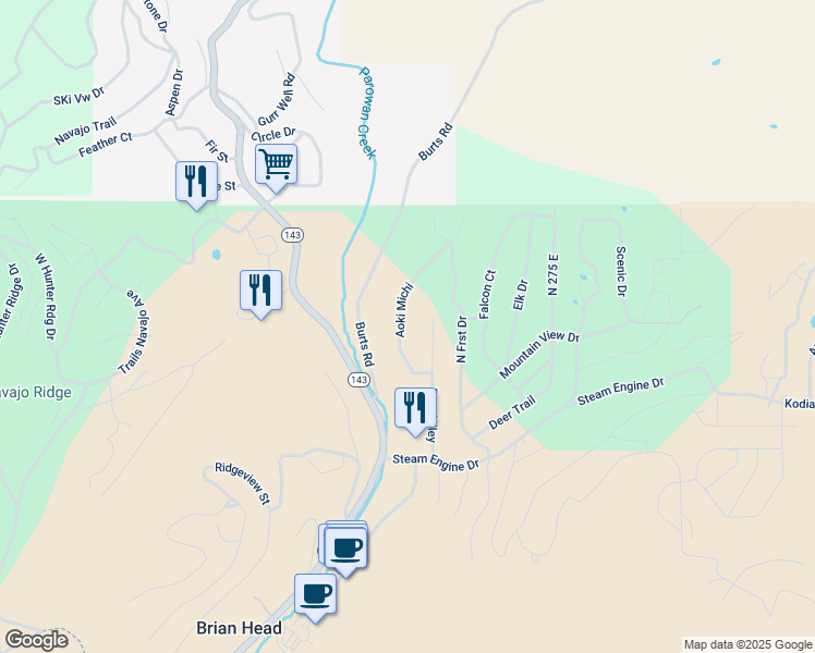 map of restaurants, bars, coffee shops, grocery stores, and more near 303 Rue Jolley in Brian Head