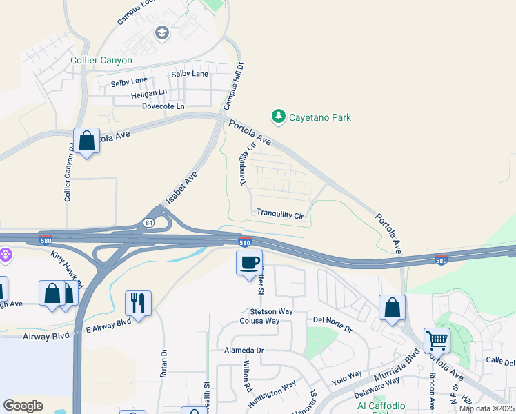 map of restaurants, bars, coffee shops, grocery stores, and more near 708 Tranquility Circle in Livermore
