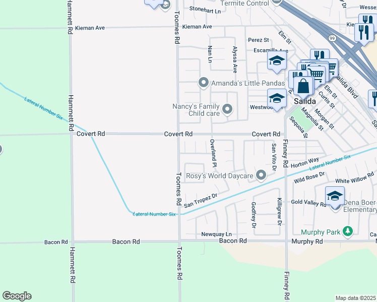 map of restaurants, bars, coffee shops, grocery stores, and more near 4400 Diamond Court in Salida