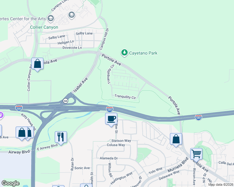 map of restaurants, bars, coffee shops, grocery stores, and more near 716 Tranquility Circle in Livermore