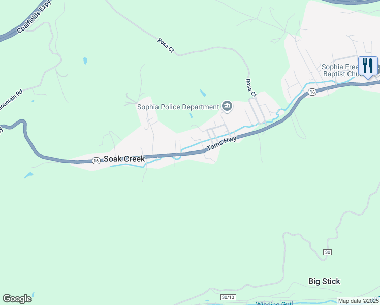 map of restaurants, bars, coffee shops, grocery stores, and more near 2014 Tams Highway in Lester